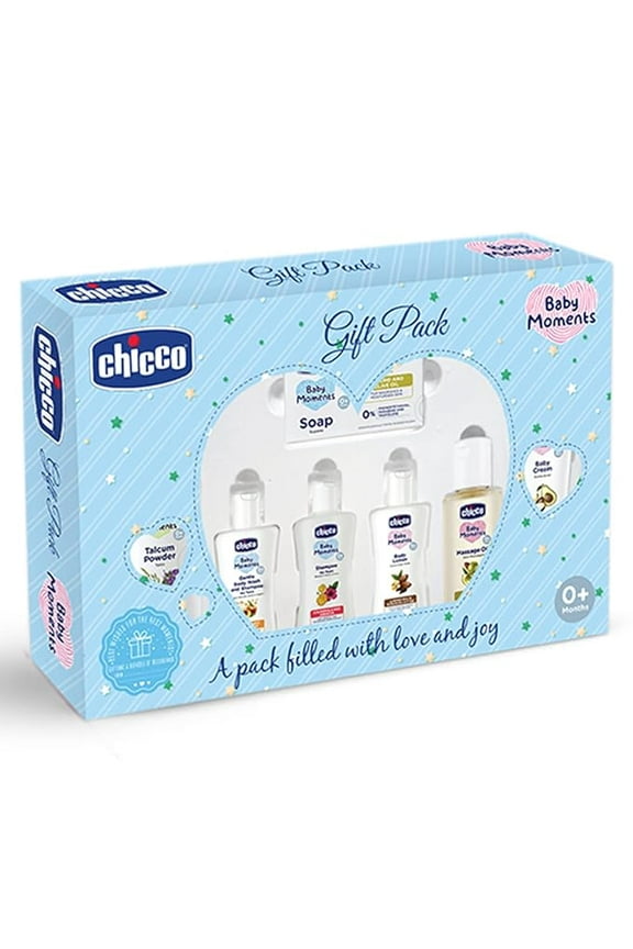 Chicco Baby Moments Caring Set Blue, Gift Set for Babies, 0m+