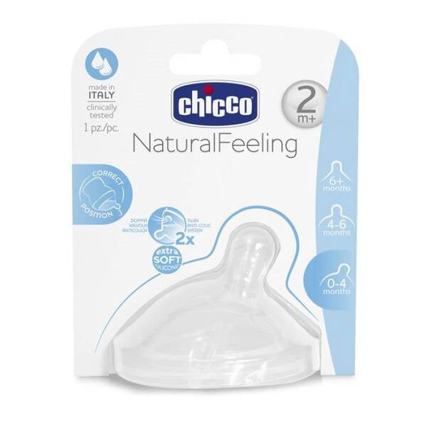 Chicco Physiological Silicone Teats – 2-Pack, Anti-Colic Valve, Designed For Natural Breastfeeding Feel