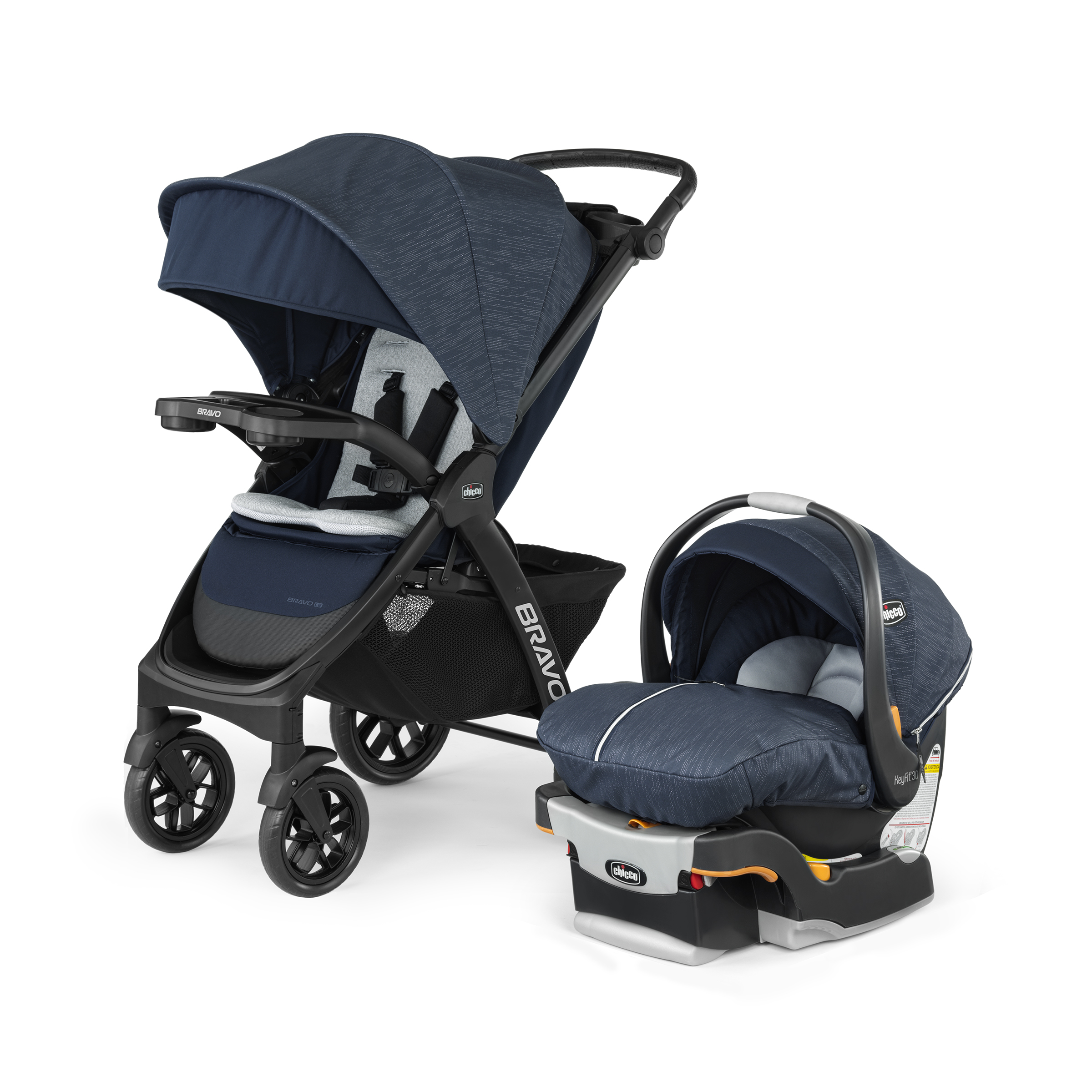 Chicco Bravo LE Trio Travel System Stroller with KeyFit 30 Zip Infant Car Seat Harbor (Navy