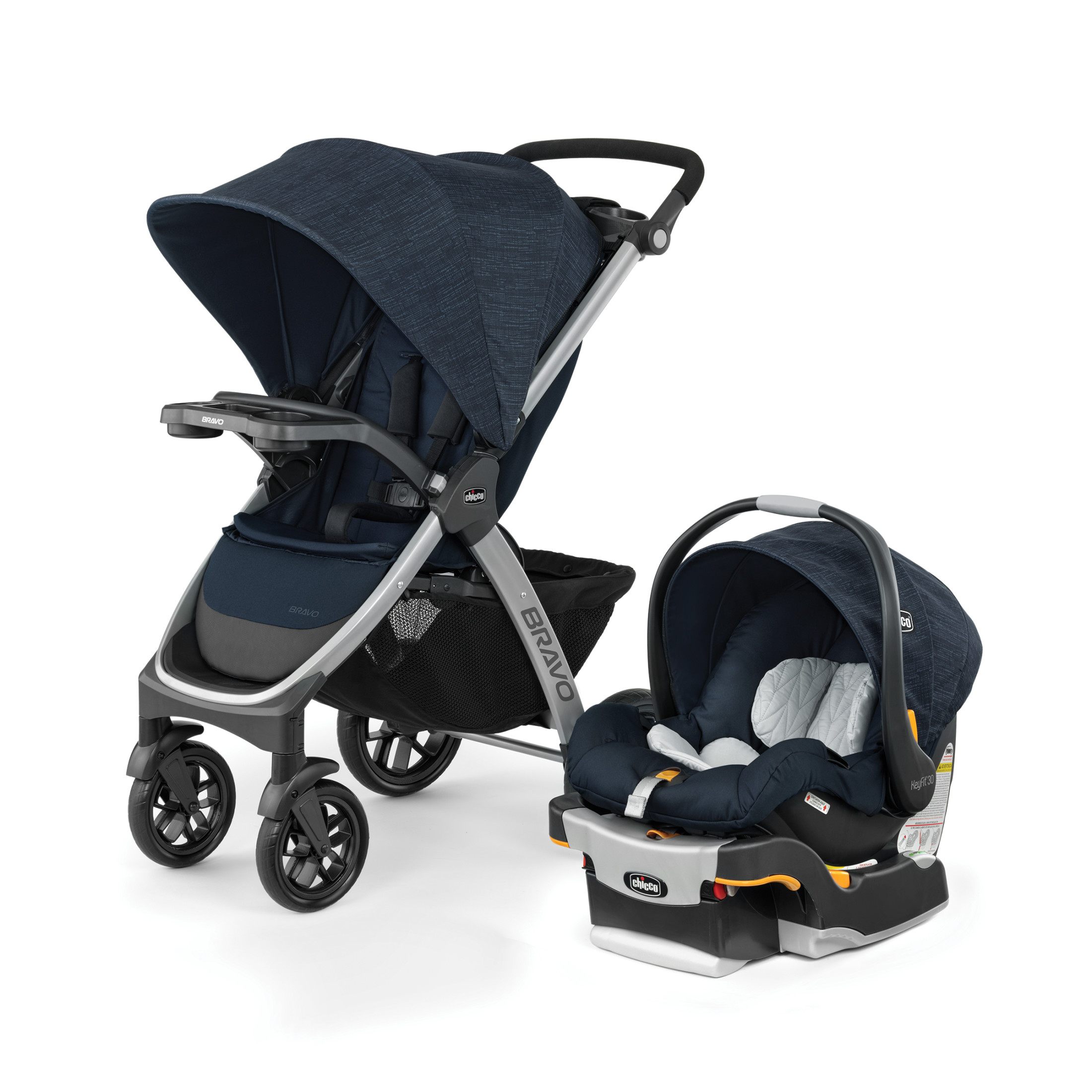 Chicco Bravo Trio Travel System Stroller with KeyFit 30 Infant Car Seat - Brooklyn (Navy) - image 1 of 14