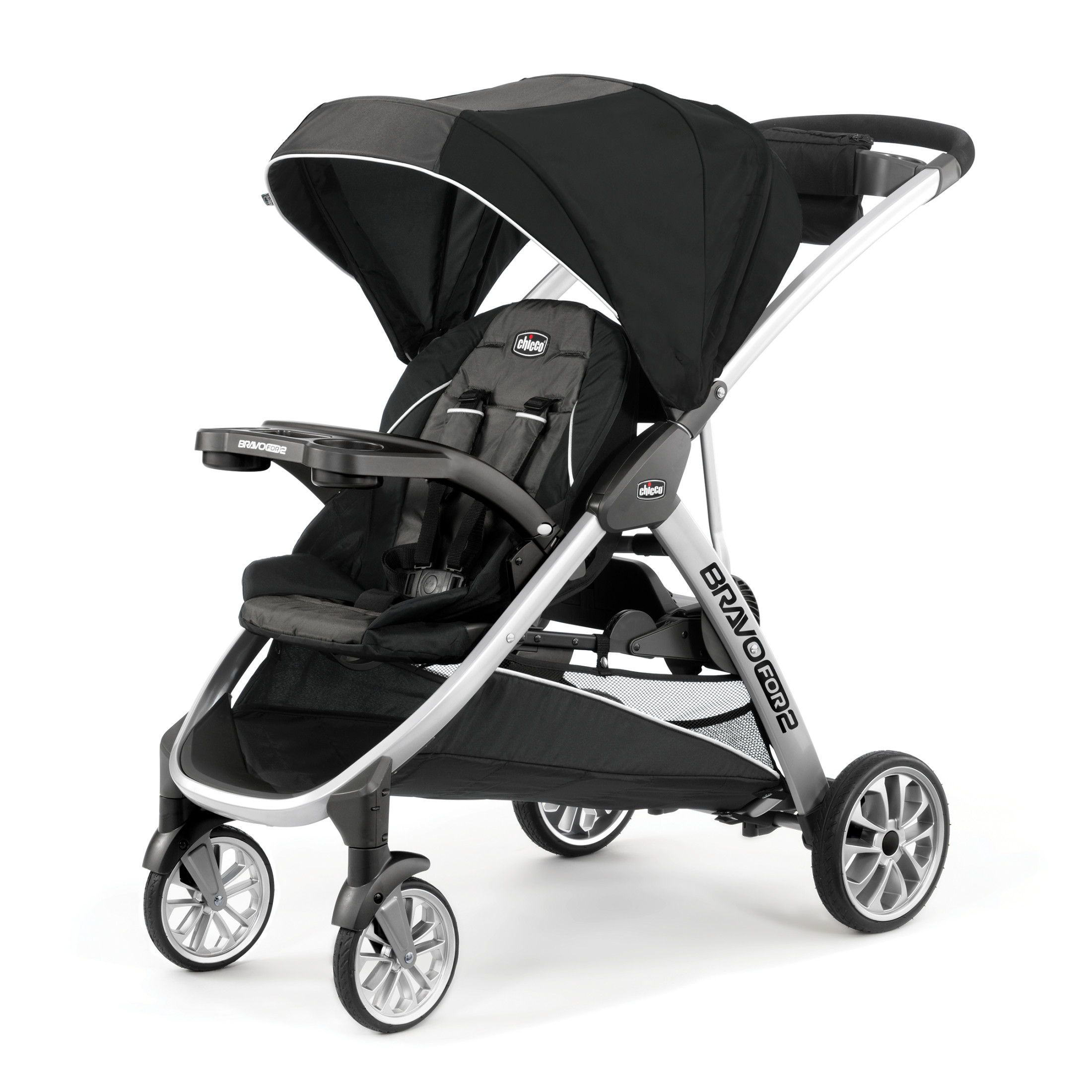 Chicco BravoFor2 Standing/Sitting Double Stroller - Iron (Black/Grey) - image 1 of 11