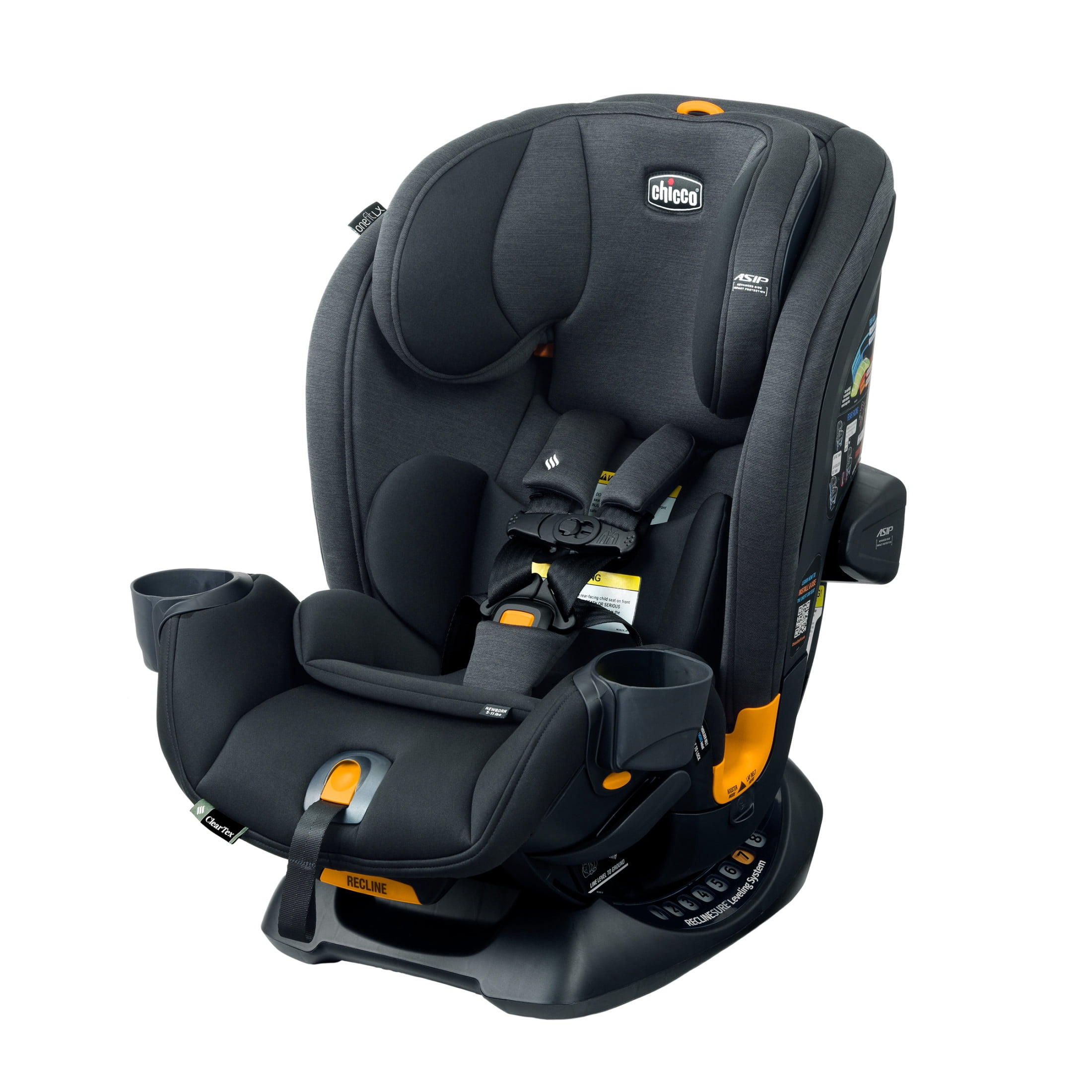 Chicco OneFit LX ClearTex All-in-One Convertible Car Seat - Ebony (Black), New