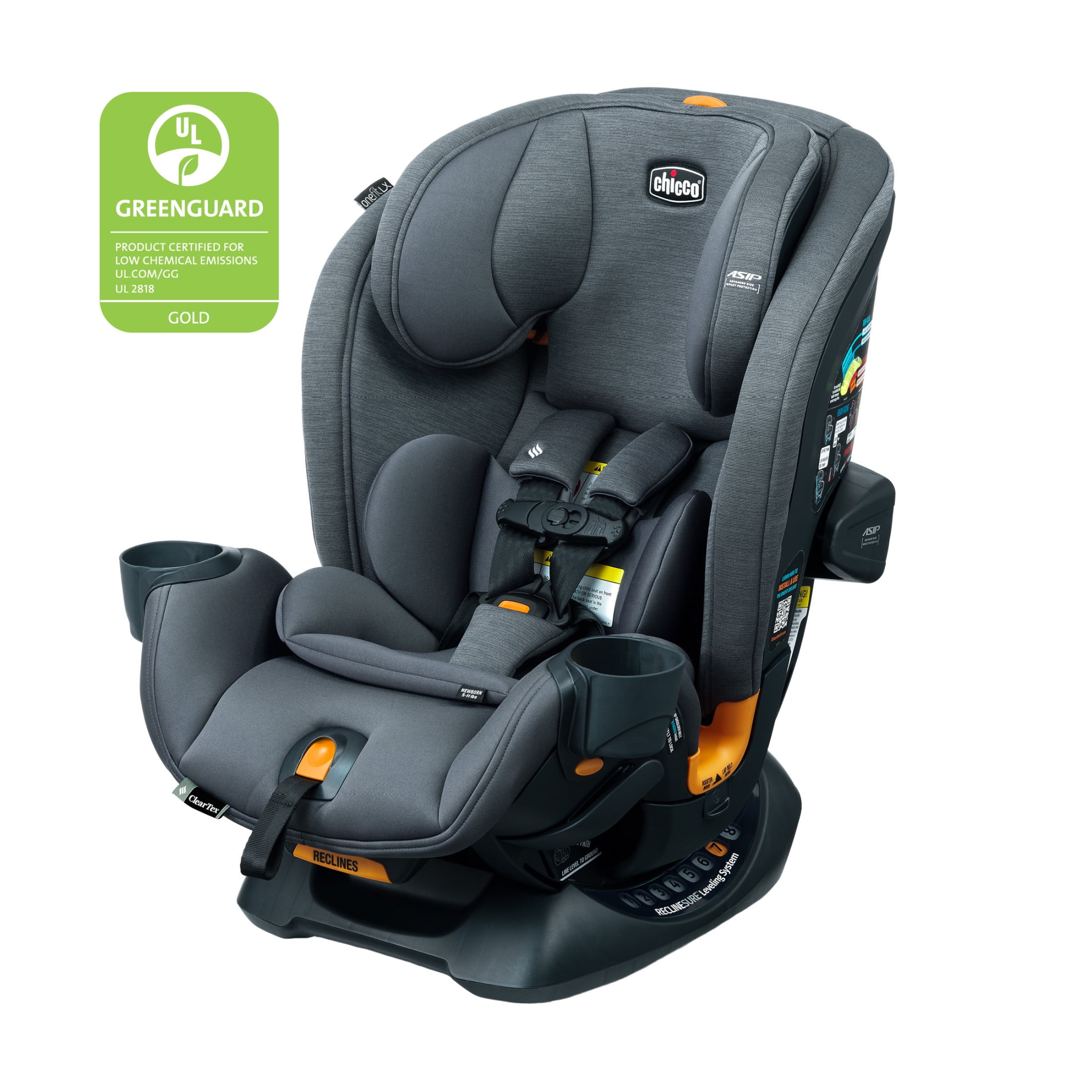 Chicco OneFit LX ClearTex All-in-One Convertible Car Seat - Smoke (Grey), New