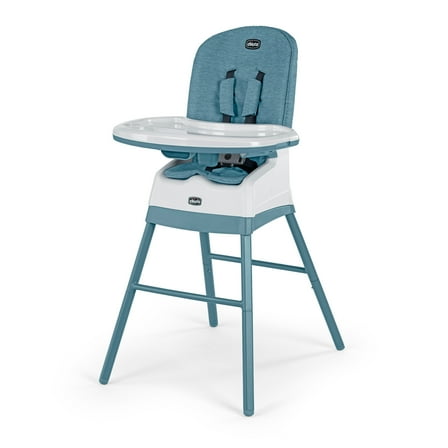 Chicco Stack Hi-Lo 6-in-1 Multi-Use High Chair, Booster and Stool with Tray - Tide (Blue/Green), New