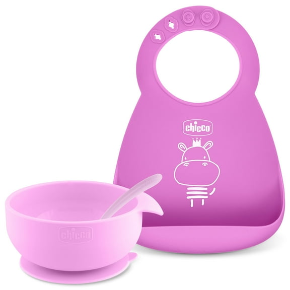 Chicco Easy Start Silicone Feeding Gift Set 6m+ - Pink, New