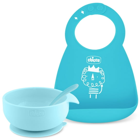 Chicco Easy Start Silicone Feeding Gift Set 6m+ - Teal, New