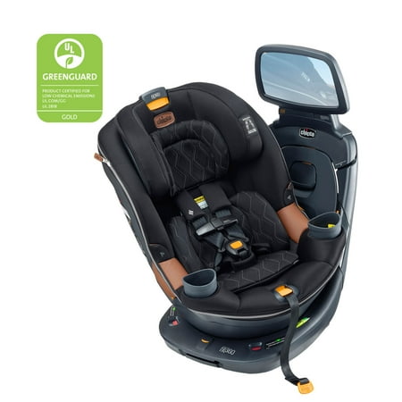 Chicco Fit360® Zip ClearTex® Rotating Convertible Car Seat with Fit360® Mirror for Infants and Toddlers, Zip & Wash Seat Pad - Black (Black), New