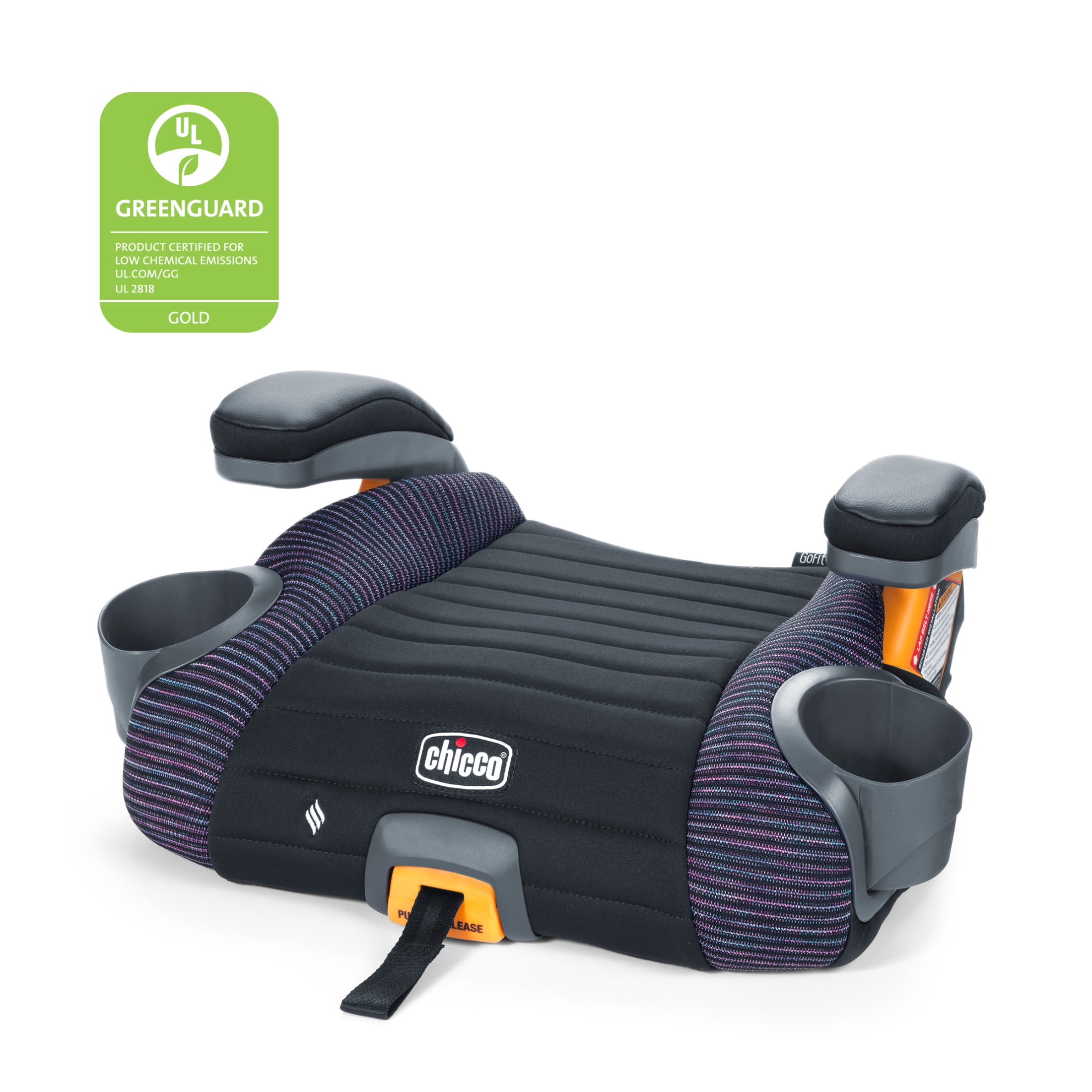 Chicco GoFit ClearTex Plus Backless Belt-Positioning Booster Car Seat, LATCH Attachment Plus Quick-Release - Confetti (Black), New