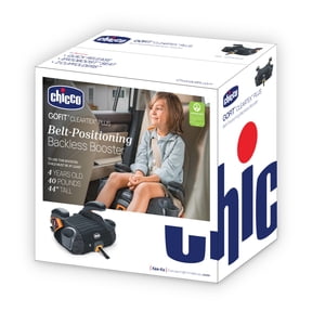 Chicco GoFit ClearTex Plus Backless Belt-Positioning Booster Car Seat, LATCH Attachment Plus Quick-Release - Static (Black), New