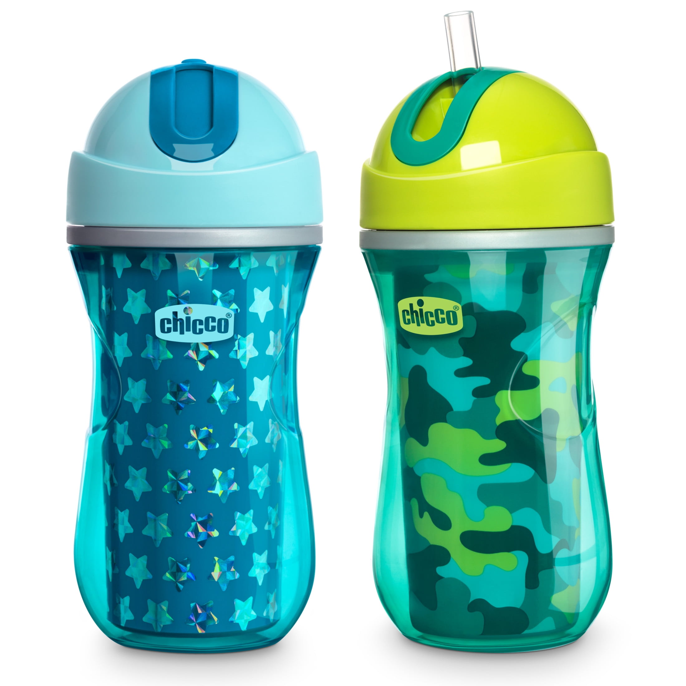 【ペッピーキッズ】イチカ Chicco Insulated Flip-Top Straw Cup 9oz, Green/Teal, 12m+ (2pk