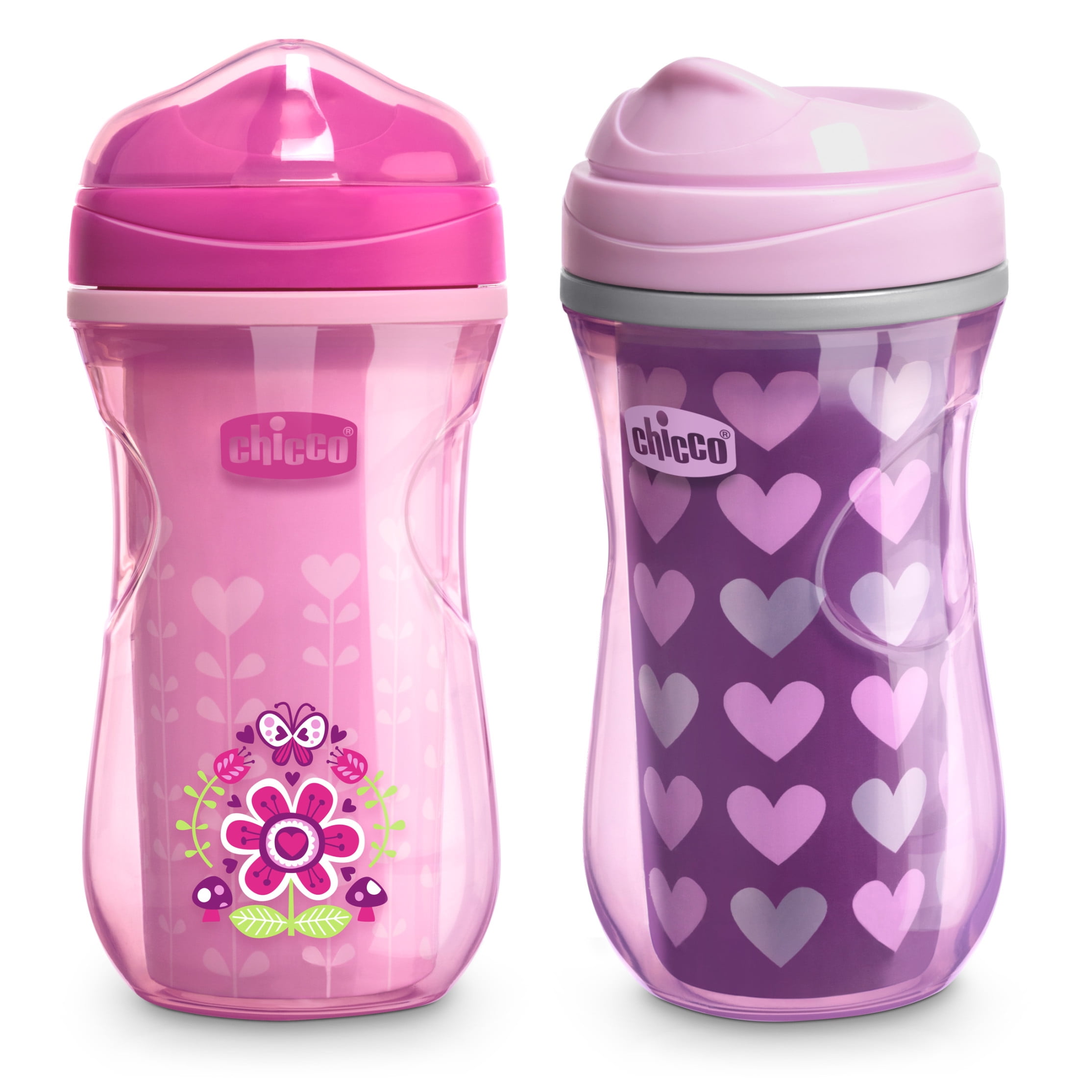 Chicco Insulated Rim Spout Trainer Cup 9oz Pink/Purple 12m+ (2pk)