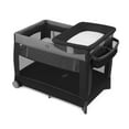 thumbnail interactive-video image 1 of Chicco Lullaby All-in-One Portable Playard with Infant Bassinet, Snap-on Changer, Toddler Playard, Zip & Wash Mattress Cover - Camden (Black), New, 1 of 10