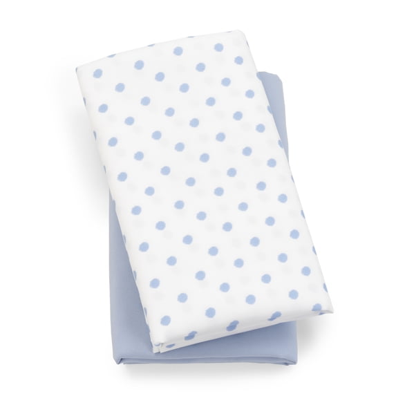 Chicco Lullaby Playard Fitted Sheets, Deep Pockets, Secure Fit - Blue Dot (Blue/White)