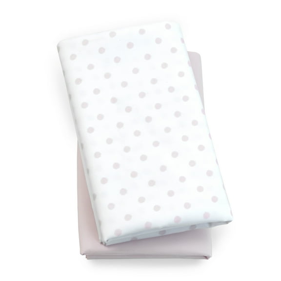 Chicco Lullaby Playard Fitted Sheets, Deep Pockets, Secure Fit - Pink Dot (Pink/White), New