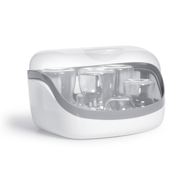Chicco Microwave Steam Sterilizer for Baby Bottles, Nipples, Pacifiers, and Other Feeding Items - White, New