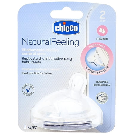 Chicco Natural Feeling Teat with Anti-Colic Effect, Nipple For Wide Neck Feeding Bottles, Medium Flow, For Babies & Toddlers 2m+