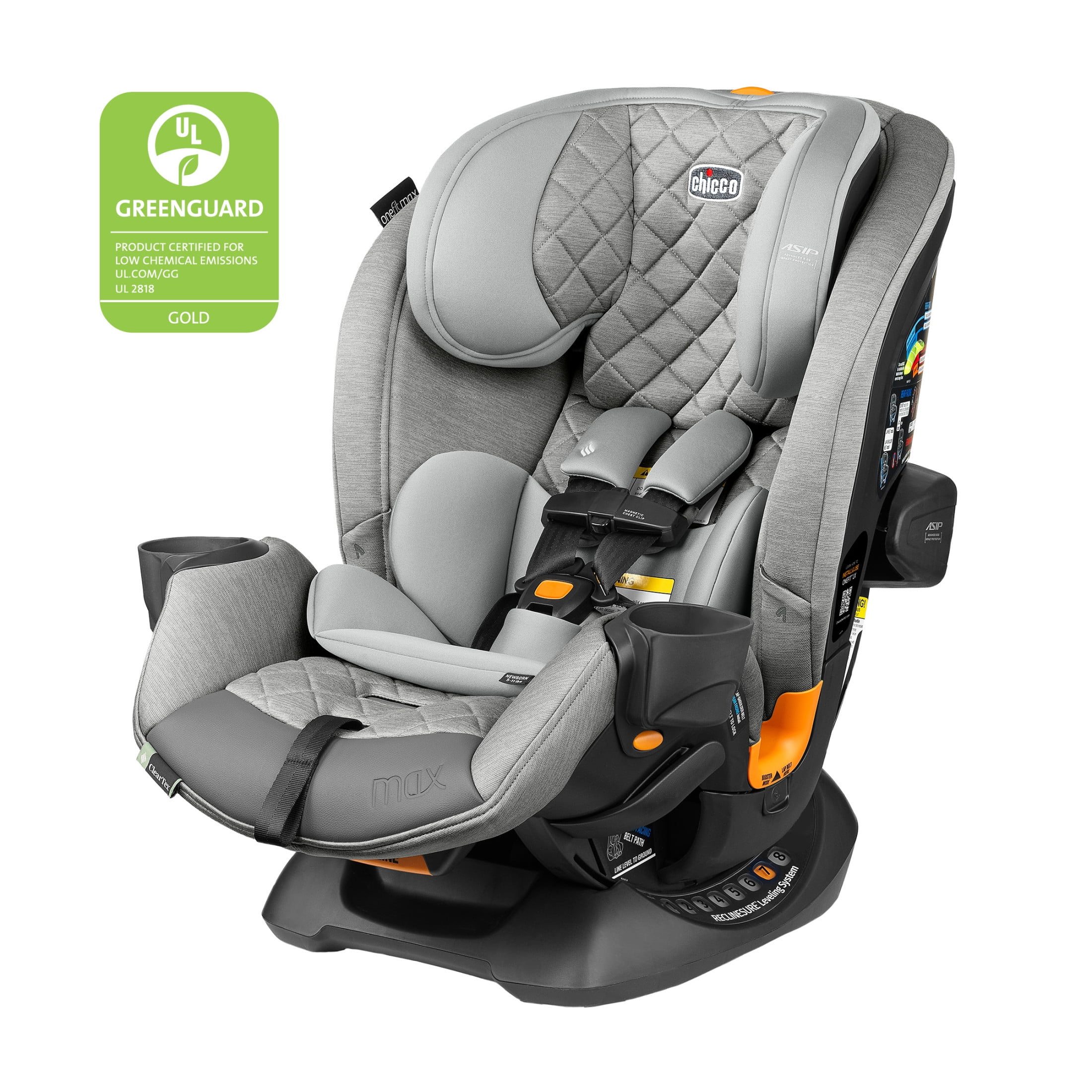 Chicco OneFit Max ClearTex All-in-One Convertible Car Seat - Ash (Grey), New