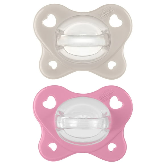 Chicco PhysioForma Dual Soft Pacifier Grey/Dusty Rose 6-16m 2pk, New