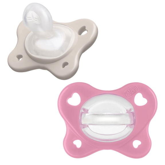 Chicco PhysioForma Dual Soft Pacifier Grey/Dusty Rose 6-16m 2pk, New
