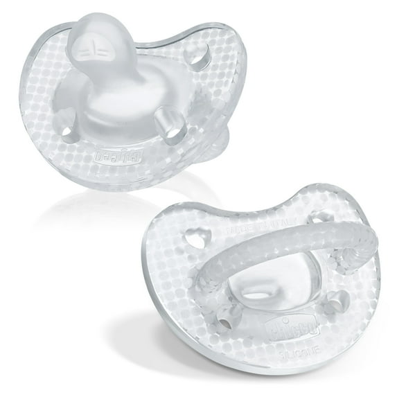 Chicco PhysioForma® Luxe One-Piece Silicone Pacifier, 0-6 Months, 2pk - Clear, New