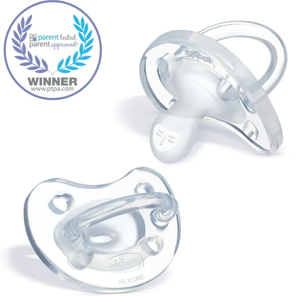 Chicco PhysioForma® Orthodontic One-Piece Silicone Pacifier, 2-Pack, 0-6m - Clear