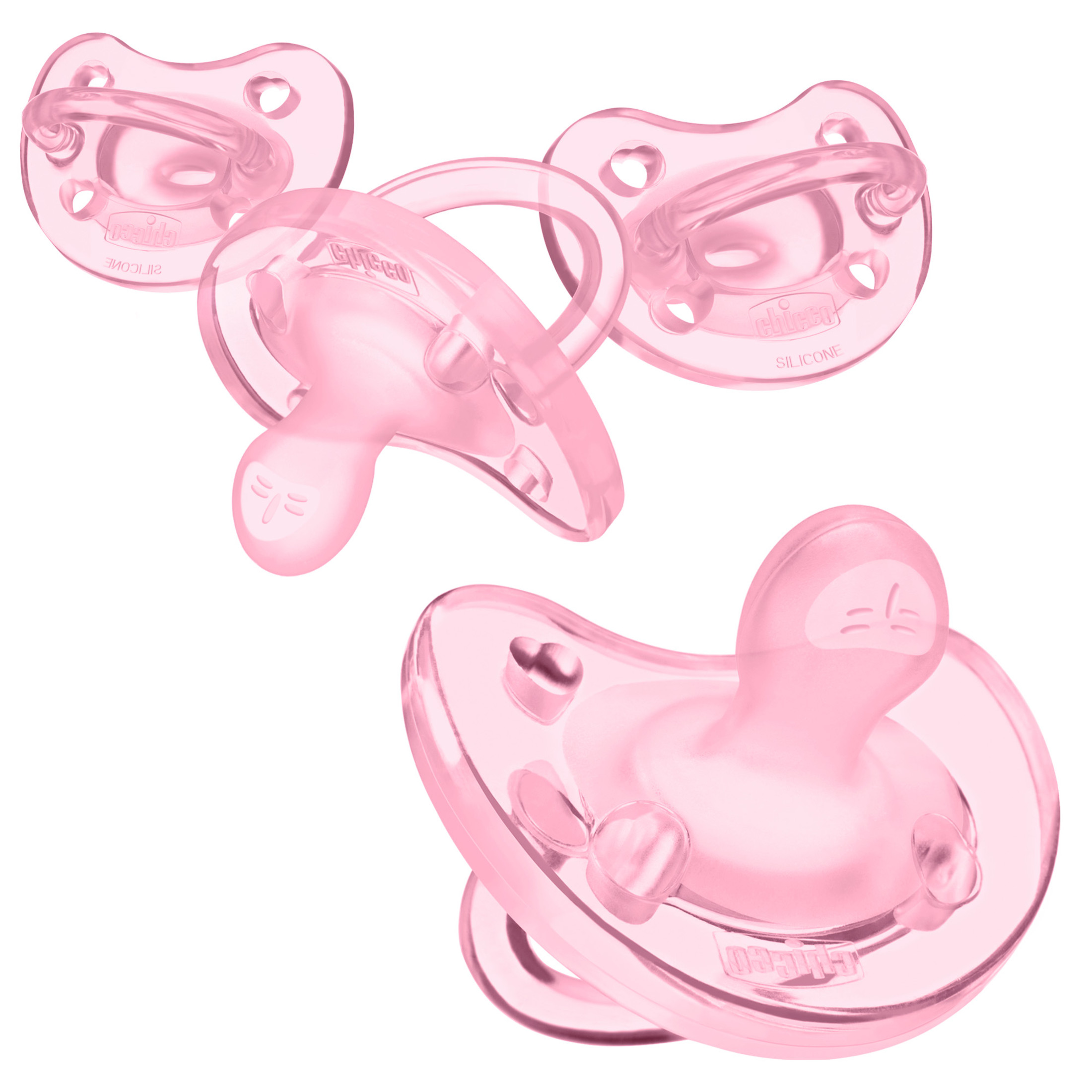 Chicco PhysioForma® Orthodontic One-Piece Silicone Pacifier, 4-Pack, 0-6m - Pink