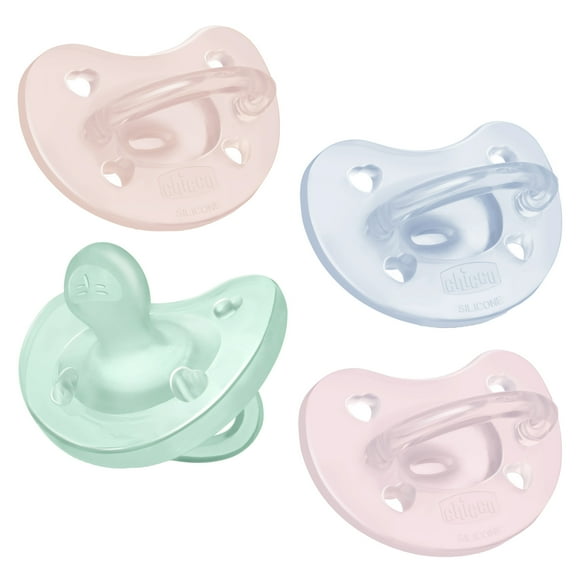 Chicco PhysioForma Orthodontic One-Piece Silicone Pacifier, 4-Pack - Spring Collection, New