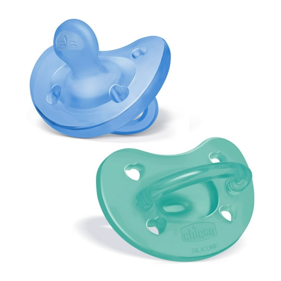 Chicco PhysioForma Orthodontic Silicone Pacifier Blue/Green 6-16m 2pk, New