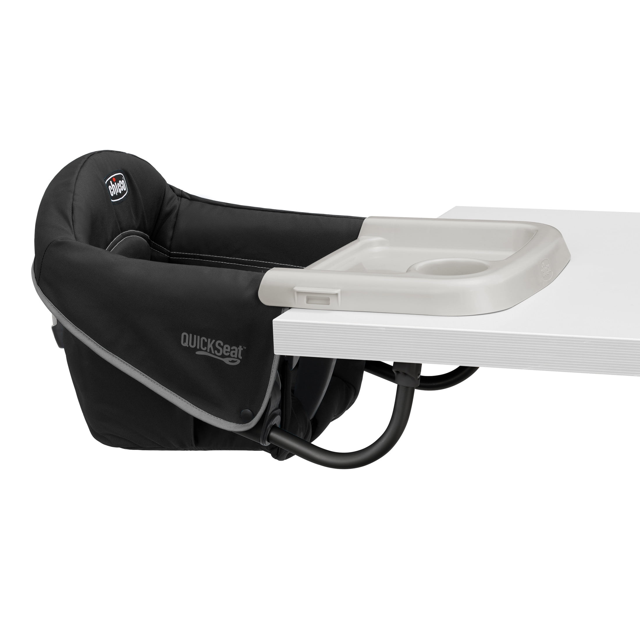 Chicco QuickSeat Table Hook-on Chair with Snap-on Tray - Graphite (Grey), New