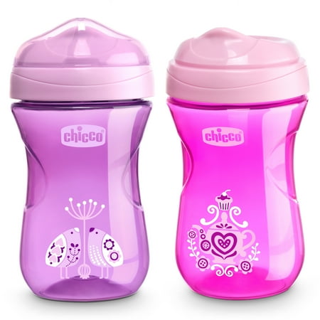 Chicco Rim Spout Trainer Cup 9oz, Pink/Purple, 9m+ (2pk)