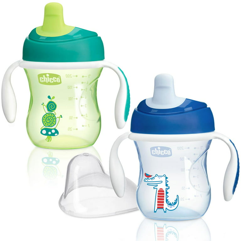 Chicco Semi-soft Spout Trainer Sippy Cup 7oz Blue/Green 6m+ (2pk) 