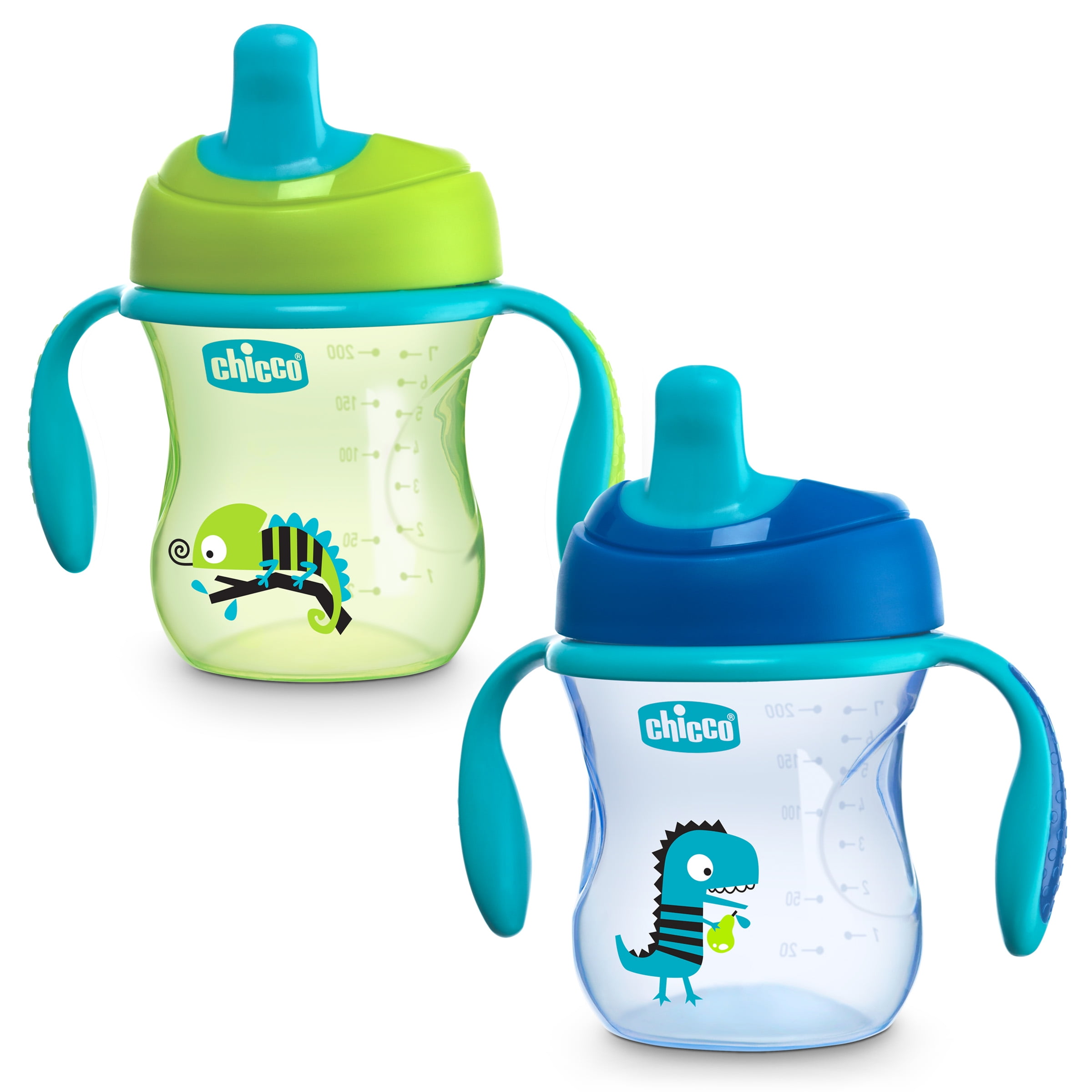 Toddler Sippy Cup Set 2 Pack Blue Green Training No Spill Easy Carry 7  Ounce New