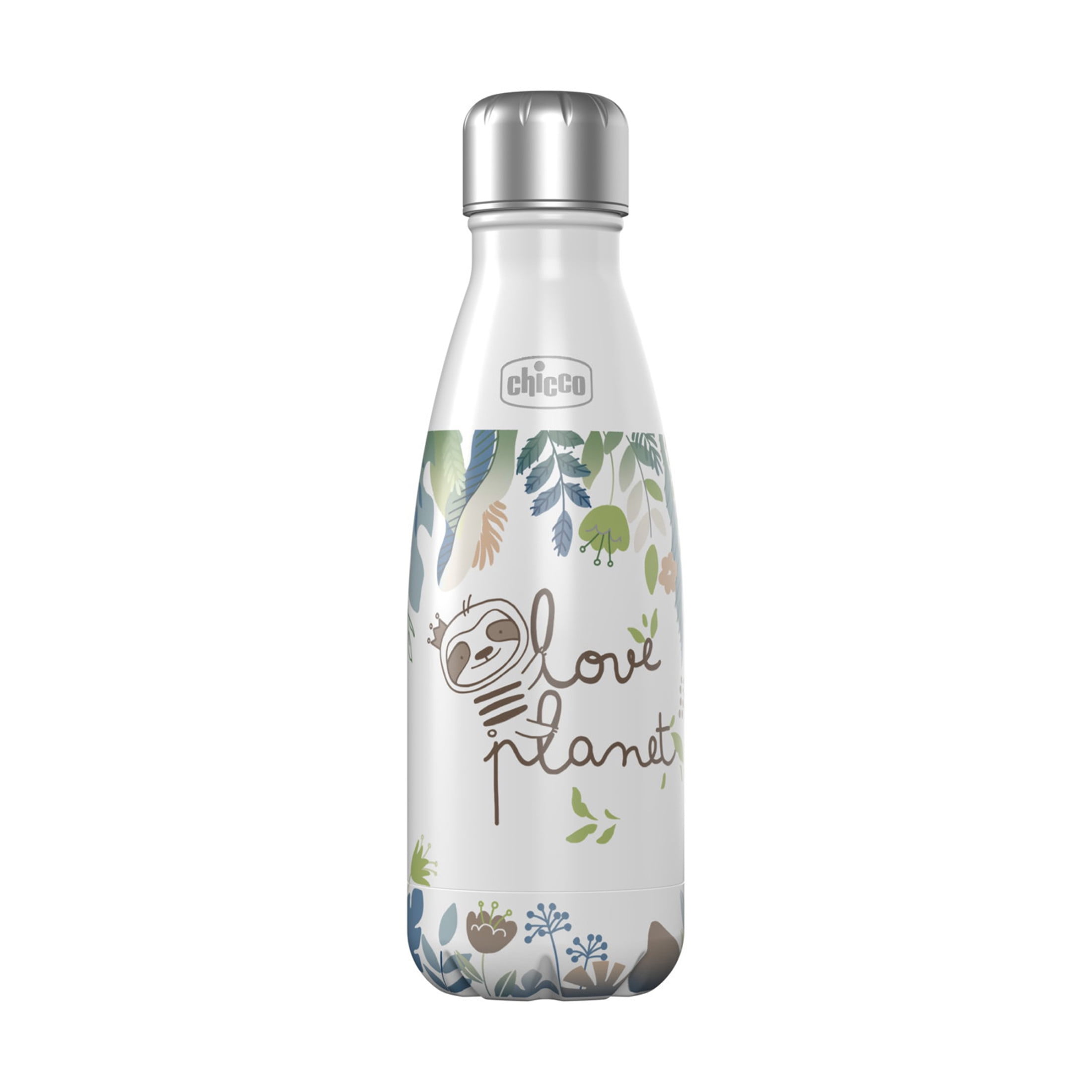 Chicco Stainless Steel Double Wall Vacuum Insulated Water Bottle, 4yr+ - Sloth, New