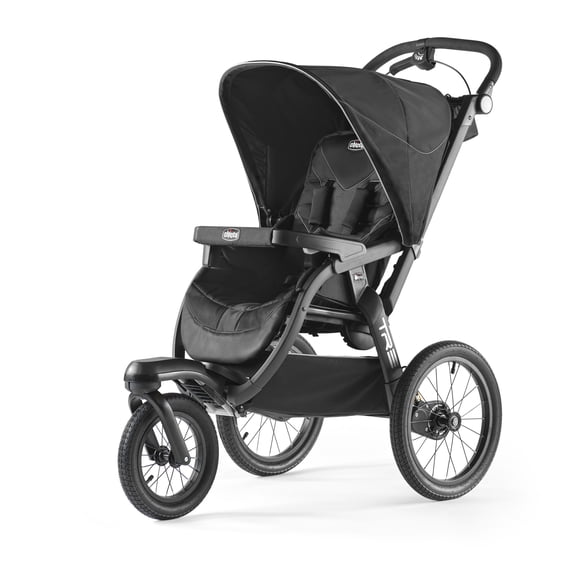 Chicco TRE Jogging Stroller, Lightweight Aluminum Frame, Hand-Brake and Pneumatic Rear Tires, Accepts any Chicco Infant Car Seat - Galaxy (Black)