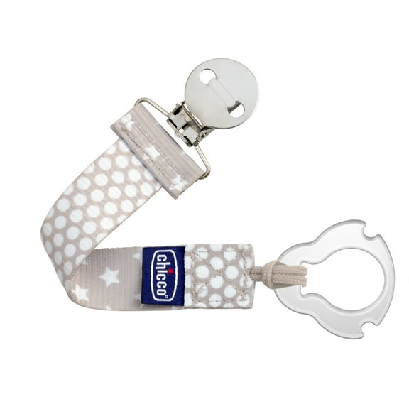 Chicco Universal Pacifier Clip, Grey, New