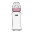 thumbnail image 1 of Chicco Well-Being Glass Feeding Bottle for Babies (240ml, Medium Flow) | Premium Borosilicate Glass for High Durability | Elongated Teat for Correct Latch | Comes with Anti-Spill Cap | BPA Free (Pink), 1 of 2