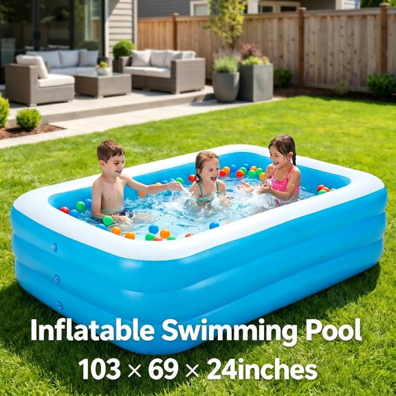 Chiccushion 103*69*24in Inflatable Swimming Pools Multi Purpose Inflatable Lounge Pool Fun Water Play Design for Outdoor Backyard Garden Summer Party Use