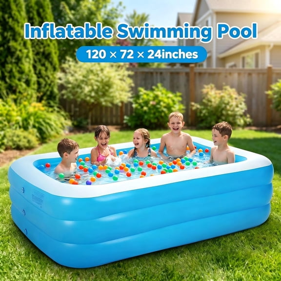 Chiccushion 120*72*24in Inflatable Swimming Pools Multi Purpose Inflatable Lounge Pool Fun Water Play Design for Outdoor Backyard Garden Summer Party Use