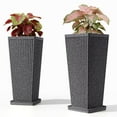 thumbnail image 1 of Chiccushion 23.6 inch Tall Planter Set of 2, Large Plastic Round Planter for Outdoor Indoor Garden Patio Front Door, Gray, 1 of 9