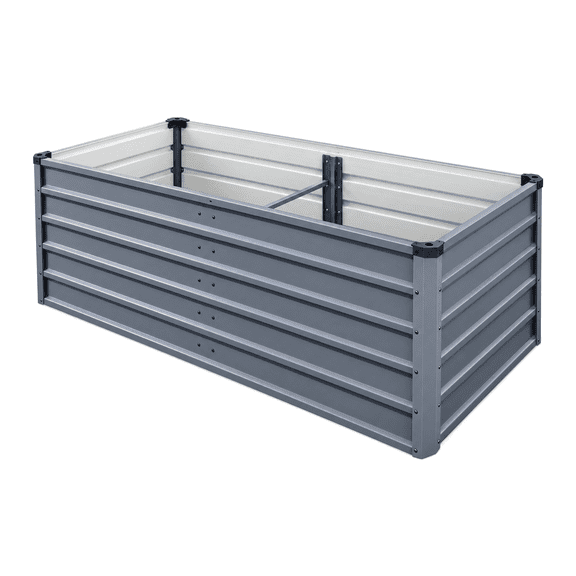 Chiccushion 6x3x2ft Galvanized Metal Raised Garden Bed, Gray Rectangular Outdoor Planter, 269 Gallon Deep Root for Vegetables, Herbs & Flowers