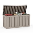 thumbnail image 1 of Chiccushion 80 Gallon Outdoor Patio Box Deck Robust Anti Weather Storage Container for Courtyard Leisure Area, Brown, 1 of 5