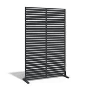 Chiccushion Privacy Screen Freestanding Outdoor, 72" H x 45.5" W Decorative Privacy Screen Panels Fence, Black-Louvered