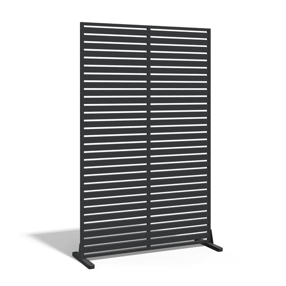 Chiccushion Privacy Screen Freestanding Outdoor, 72" H x 45.5" W Decorative Privacy Screen Panels Fence, Black-Louvered