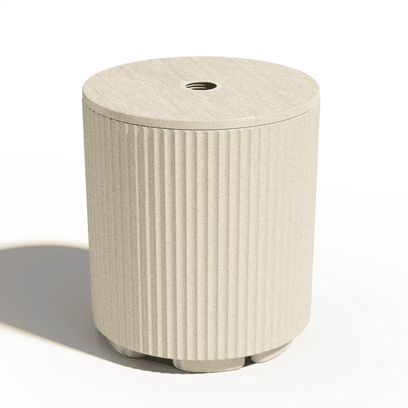 Chiccushion Umbrella Side Table, Patio Umbrella Base with 1.5 inch Hole, Fade & Scratch Resistant Lounger Table for Outdoor, Pool, Picnic, Beige