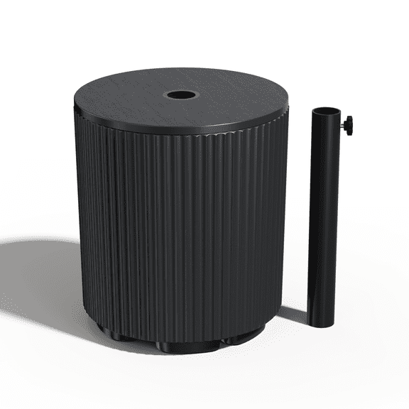 Chiccushion Umbrella Side Table, Patio Umbrella Base with 1.5 inch Hole, Fade & Scratch Resistant Lounger Table for Outdoor, Pool, Picnic, Black