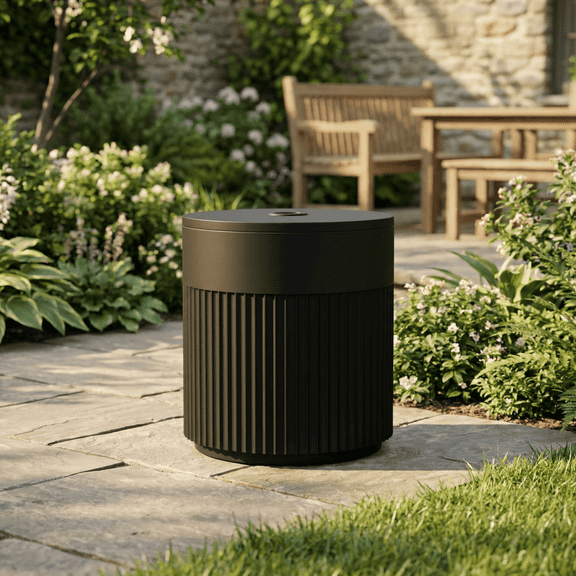 Chiccushion Umbrella Side Table, Patio Umbrella Base with 1.5 inch Hole, Fade & Scratch Resistant Lounger Table for Outdoor, Pool, Picnic, Black