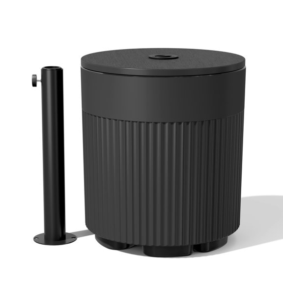 Chiccushion Umbrella Side Table, Patio Umbrella Base with 1.5 inch Hole, Fade & Scratch Resistant Lounger Table for Outdoor, Pool, Picnic, Black