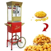 Chicdaze Popcorn Machine with 12 oz Kettle, Makes up to 48 Cups, Vintage-Style Popper with Cart on Wheels for Home