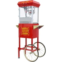 Chicdaze Popcorn Machine with 8 oz Kettle, Makes up to 32 Cups, Vintage-Style Popper with Cart on Wheels for Home.