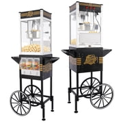 Chicdaze Retro Popcorn Machine with Rolling Cart, 12oz Pot, 3 Candy Boxes, Independent Control Switches, White and Black Vintage Style